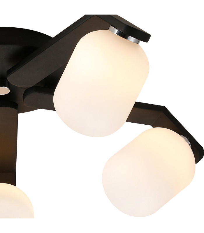 Cortland 54cm Flush Ceiling 5 Light G9 IP44 Black/Polished Chrome/Opal Smooth Tubular Glass-6