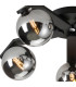 Cortland 54cm Flush Ceiling 5 Light G9 IP44 Black/Polished Chrome/Smoke Smooth Round Glass-5