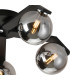 Cortland 54cm Flush Ceiling 5 Light G9 IP44 Black/Polished Chrome/Smoke Smooth Round Glass-6