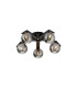 Cortland 54cm Flush Ceiling 5 Light G9 IP44 Black/Polished Chrome/Smoke Ribbed Round Glass-1