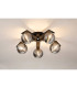 Cortland 54cm Flush Ceiling 5 Light G9 IP44 Black/Polished Chrome/Smoke Ribbed Round Glass-3