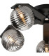 Cortland 54cm Flush Ceiling 5 Light G9 IP44 Black/Polished Chrome/Smoke Ribbed Round Glass-5