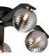 Cortland 54cm Flush Ceiling 5 Light G9 IP44 Black/Polished Chrome/Smoke Ribbed Round Glass-6