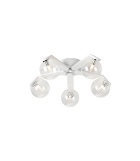 Cortland 54cm Flush Ceiling 5 Light G9 IP44 White/Polished Chrome/Clear Smooth Round Glass-1