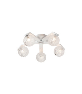 Cortland 54cm Flush Ceiling 5 Light G9 IP44 White/Polished Chrome/Clear Cross Pattern Round Glass-1