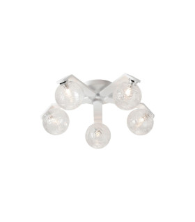 Cortland 54cm Flush Ceiling 5 Light G9 IP44 White/Polished Chrome/Clear Dune Effect Round Glass-1
