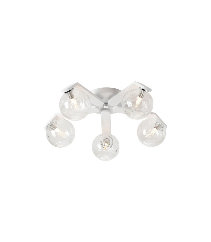 Cortland 54cm Flush Ceiling 5 Light G9 IP44 White/Polished Chrome/Clear Waved Round Glass-1
