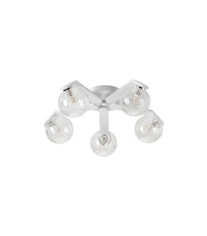 Cortland 54cm Flush Ceiling 5 Light G9 IP44 White/Polished Chrome/Clear Waved Round Glass-4