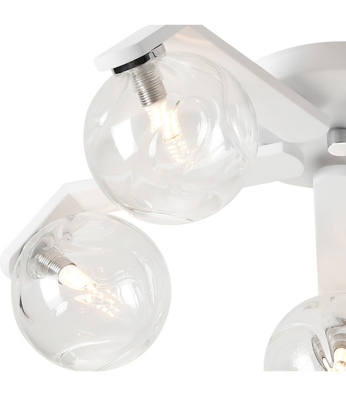 Cortland 54cm Flush Ceiling 5 Light G9 IP44 White/Polished Chrome/Clear Waved Round Glass-5