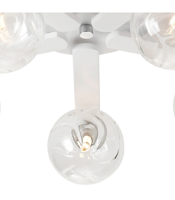 Cortland 54cm Flush Ceiling 5 Light G9 IP44 White/Polished Chrome/Clear Waved Round Glass-6