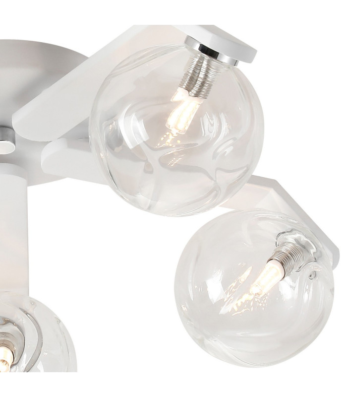Cortland 54cm Flush Ceiling 5 Light G9 IP44 White/Polished Chrome/Clear Waved Round Glass-7