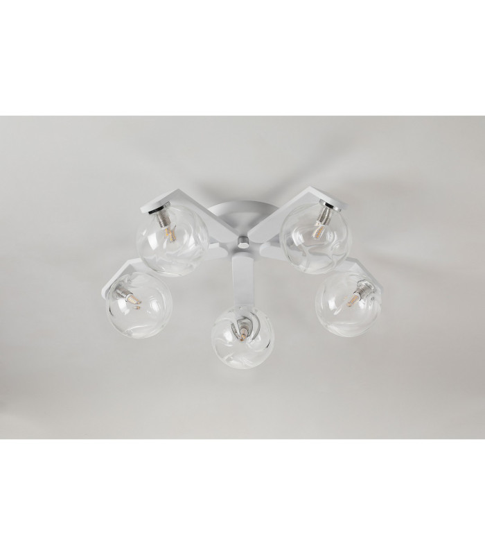 Cortland 54cm Flush Ceiling 5 Light G9 IP44 White/Polished Chrome/Clear Waved Round Glass-8