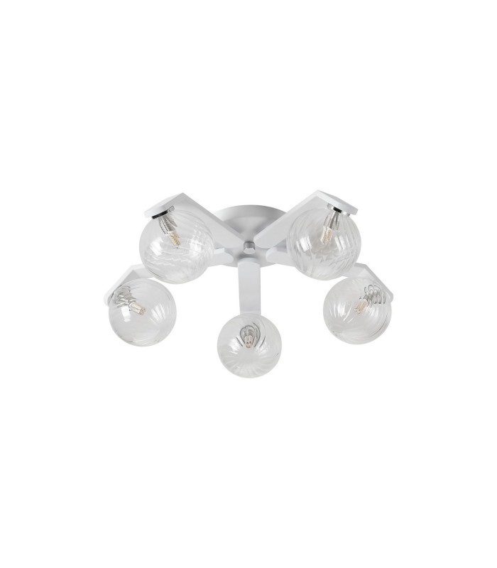 Cortland 54cm Flush Ceiling 5 Light G9 IP44 White/Polished Chrome/Clear Swirl Round Glass-4