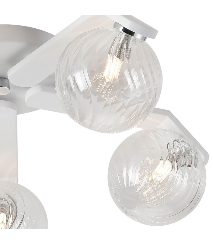 Cortland 54cm Flush Ceiling 5 Light G9 IP44 White/Polished Chrome/Clear Swirl Round Glass-7
