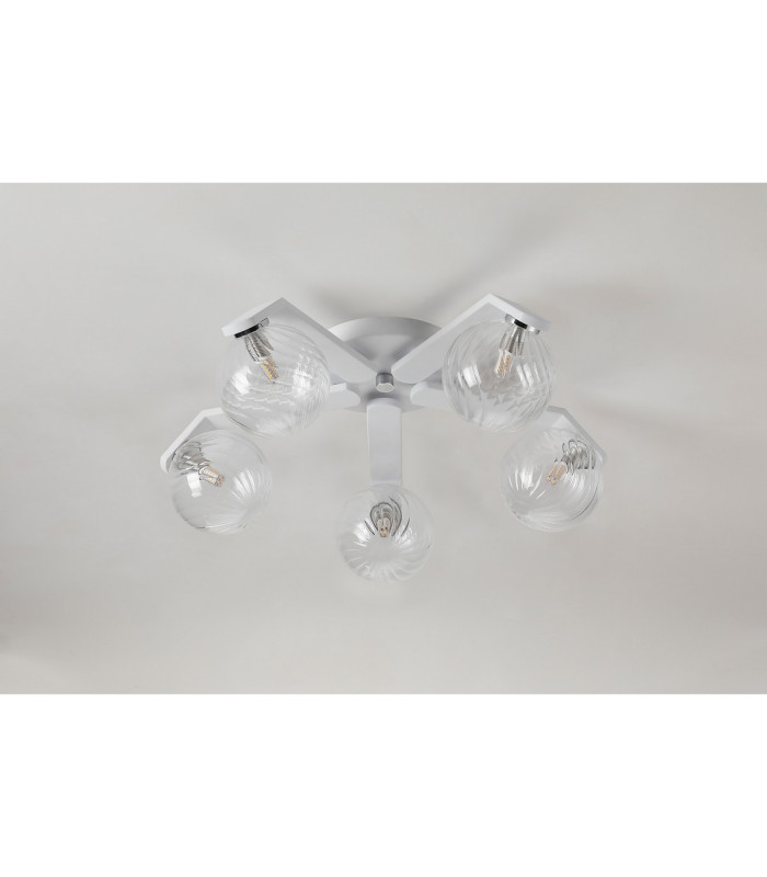Cortland 54cm Flush Ceiling 5 Light G9 IP44 White/Polished Chrome/Clear Swirl Round Glass-8