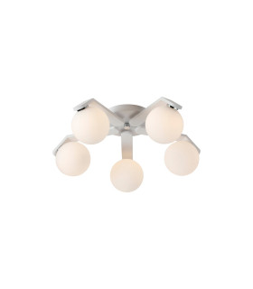Cortland 54cm Flush Ceiling 5 Light G9 IP44 White/Polished Chrome/Opal Smooth Round Glass-1
