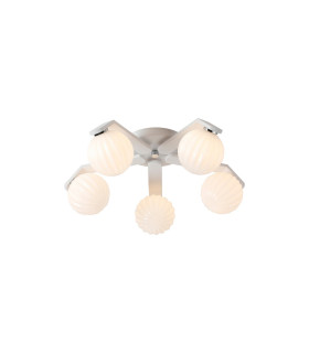 Cortland 54cm Flush Ceiling 5 Light G9 IP44 White/Polished Chrome/Opal Round Segment Glass-1