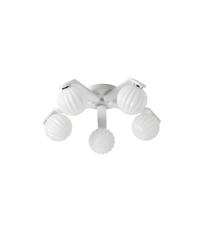 Cortland 54cm Flush Ceiling 5 Light G9 IP44 White/Polished Chrome/Opal Round Segment Glass-4
