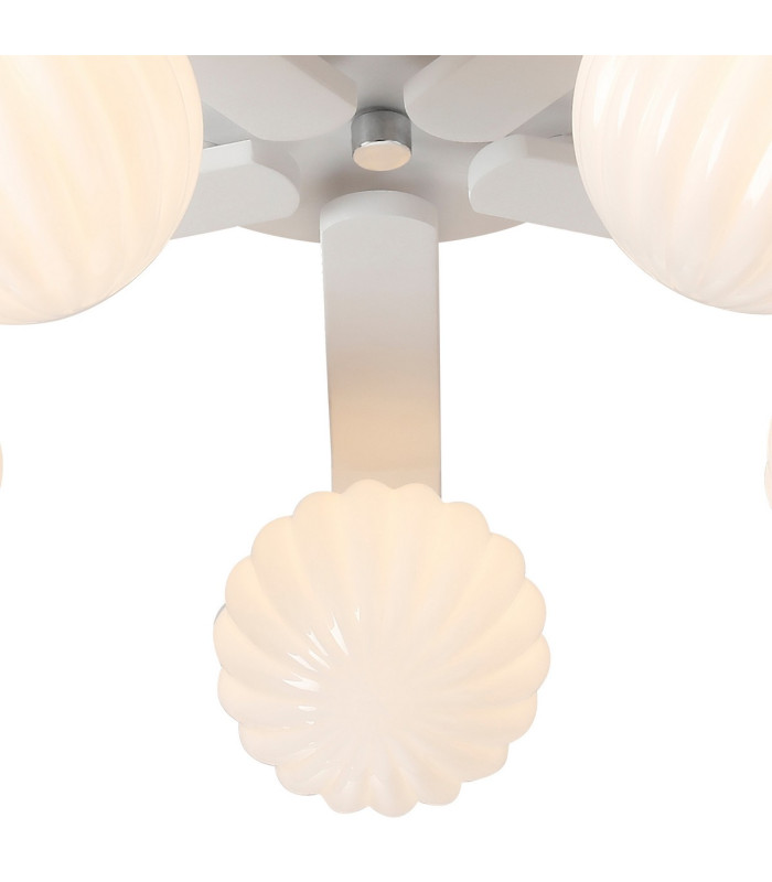 Cortland 54cm Flush Ceiling 5 Light G9 IP44 White/Polished Chrome/Opal Round Segment Glass-6