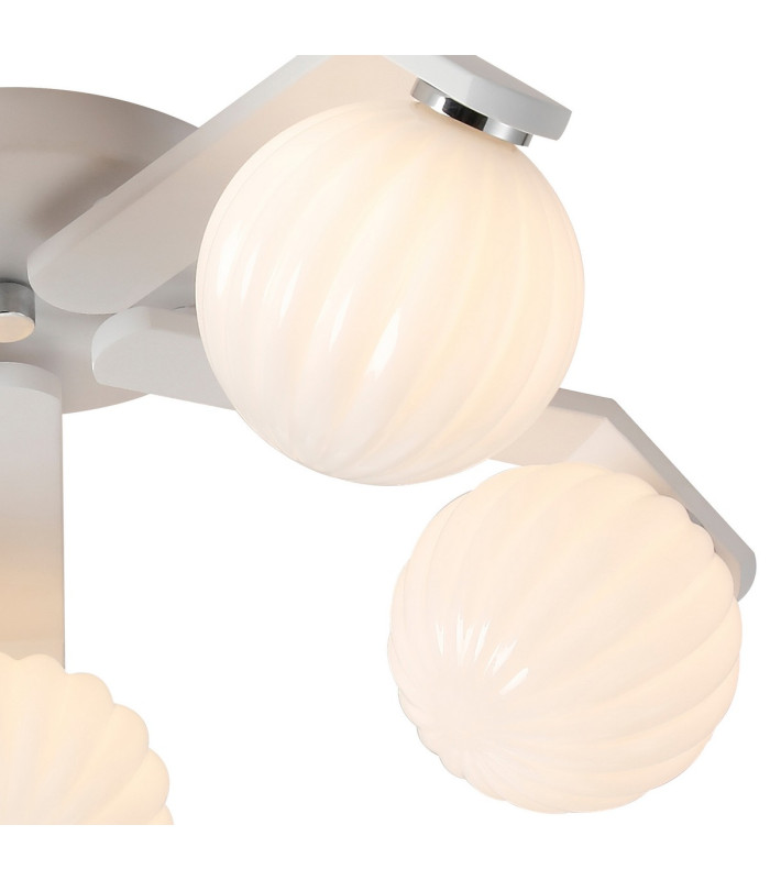 Cortland 54cm Flush Ceiling 5 Light G9 IP44 White/Polished Chrome/Opal Round Segment Glass-7