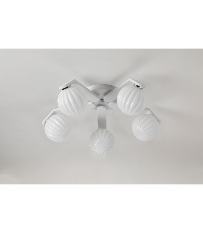 Cortland 54cm Flush Ceiling 5 Light G9 IP44 White/Polished Chrome/Opal Round Segment Glass-8