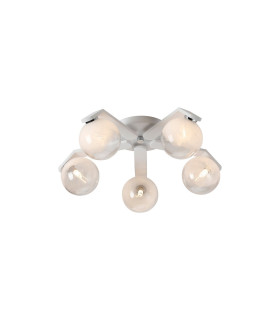 Cortland 54cm Flush Ceiling 5 Light G9 IP44 White/Polished Chrome/White Two-Tone Snow Specks Round Glass-1
