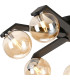 Cortland 64cm Flush Ceiling 7 Light G9 IP44 Black/Polished Chrome/Amber Smooth Round Glass-5