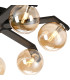 Cortland 64cm Flush Ceiling 7 Light G9 IP44 Black/Polished Chrome/Amber Smooth Round Glass-7