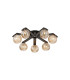 Cortland 64cm Flush Ceiling 7 Light G9 IP44 Black/Polished Chrome/Amber Ribbed Round Glass-1