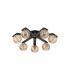 Cortland 64cm Flush Ceiling 7 Light G9 IP44 Black/Polished Chrome/Amber Ribbed Round Glass-5
