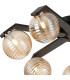 Cortland 64cm Flush Ceiling 7 Light G9 IP44 Black/Polished Chrome/Amber Ribbed Round Glass-6