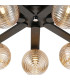 Cortland 64cm Flush Ceiling 7 Light G9 IP44 Black/Polished Chrome/Amber Ribbed Round Glass-7