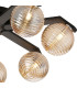 Cortland 64cm Flush Ceiling 7 Light G9 IP44 Black/Polished Chrome/Amber Ribbed Round Glass-8