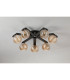 Cortland 64cm Flush Ceiling 7 Light G9 IP44 Black/Polished Chrome/Amber Ribbed Round Glass-9