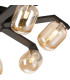 Cortland 64cm Flush Ceiling 7 Light G9 IP44 Black/Polished Chrome/Amber Smooth Tubular Glass-7