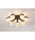 Cortland 64cm Flush Ceiling 7 Light G9 IP44 Black/Polished Chrome/Brown Round Marble Effect Glass-3