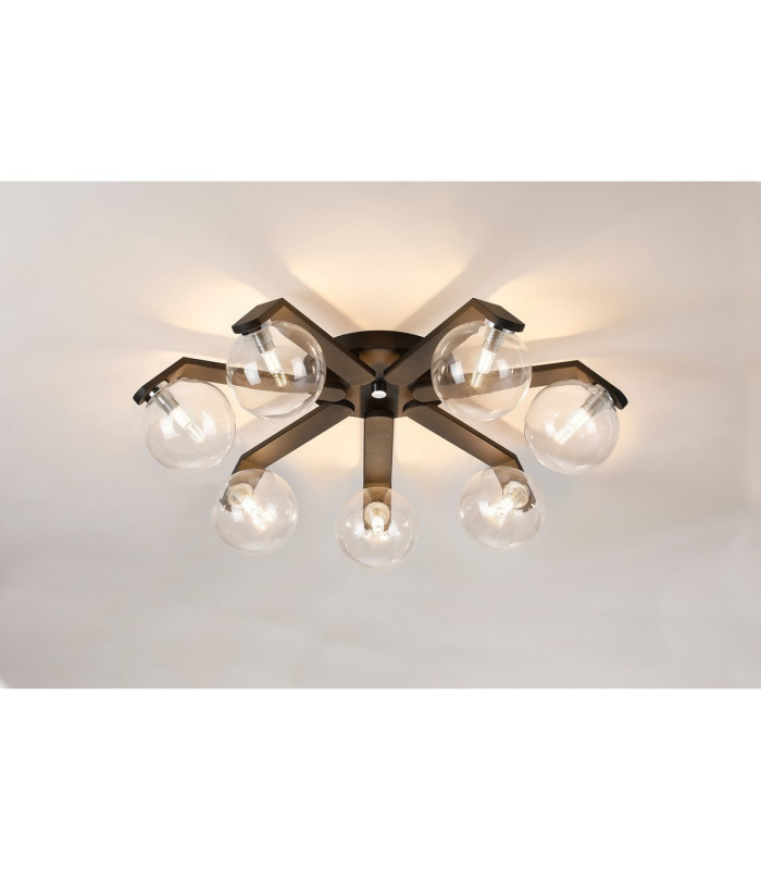 Cortland 64cm Flush Ceiling 7 Light G9 IP44 Black/Polished Chrome/Clear Smooth Round Glass-3