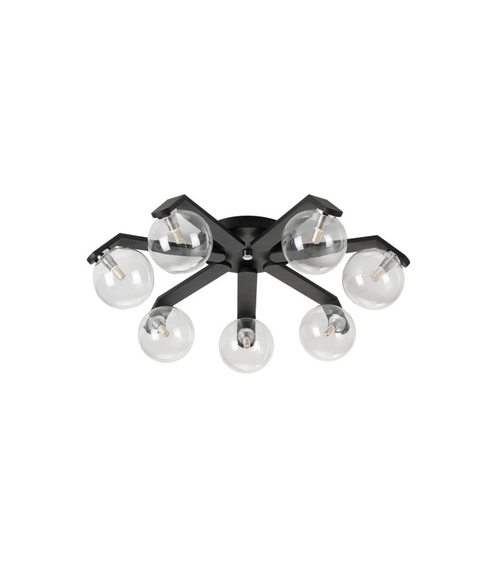 Cortland 64cm Flush Ceiling 7 Light G9 IP44 Black/Polished Chrome/Clear Smooth Round Glass-4