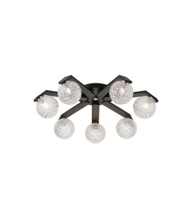Cortland 64cm Flush Ceiling 7 Light G9 IP44 Black/Polished Chrome/Clear Cross Pattern Round Glass-1