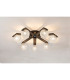 Cortland 64cm Flush Ceiling 7 Light G9 IP44 Black/Polished Chrome/Clear Cross Pattern Round Glass-3