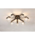 Cortland 64cm Flush Ceiling 7 Light G9 IP44 Black/Polished Chrome/Clear Swirl Round Glass-3