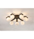 Cortland 64cm Flush Ceiling 7 Light G9 IP44 Black/Polished Chrome/Grey Round Marble Effect Glass-3