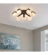 Cortland 64cm Flush Ceiling 7 Light G9 IP44 Black/Polished Chrome/Grey Round Marble Effect Glass-4