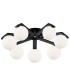 Cortland 64cm Flush Ceiling 7 Light G9 IP44 Black/Polished Chrome/Opal Smooth Round Glass-8