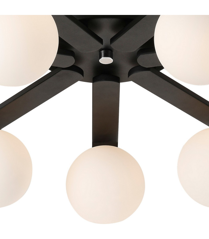 Cortland 64cm Flush Ceiling 7 Light G9 IP44 Black/Polished Chrome/Opal Smooth Round Glass-10