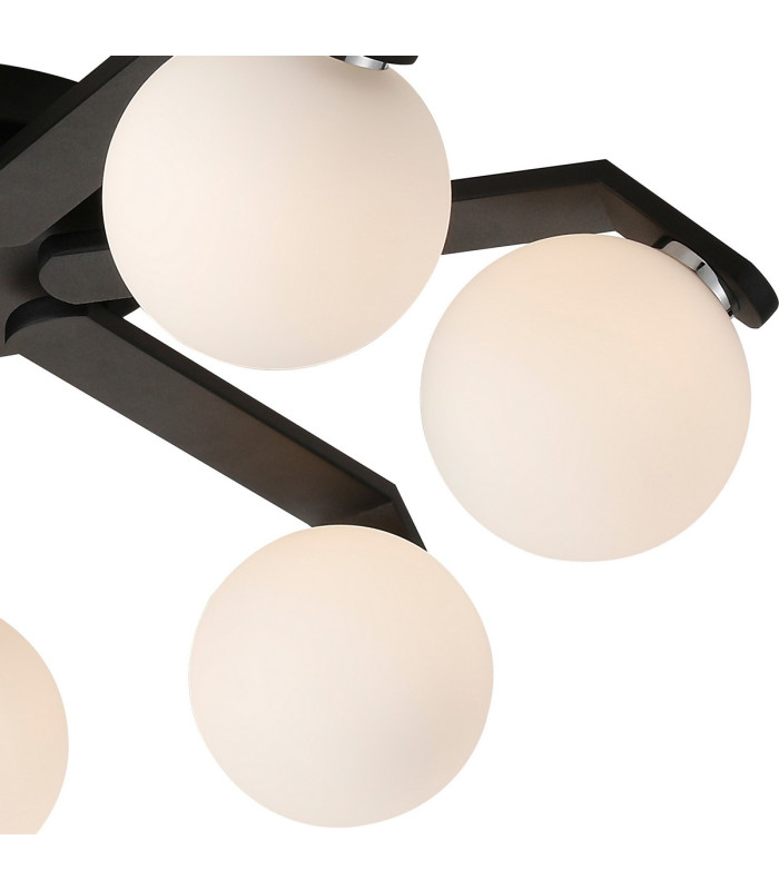 Cortland 64cm Flush Ceiling 7 Light G9 IP44 Black/Polished Chrome/Opal Smooth Round Glass-11