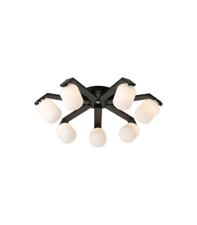 Cortland 64cm Flush Ceiling 7 Light G9 IP44 Black/Polished Chrome/Opal Smooth Tubular Glass-1