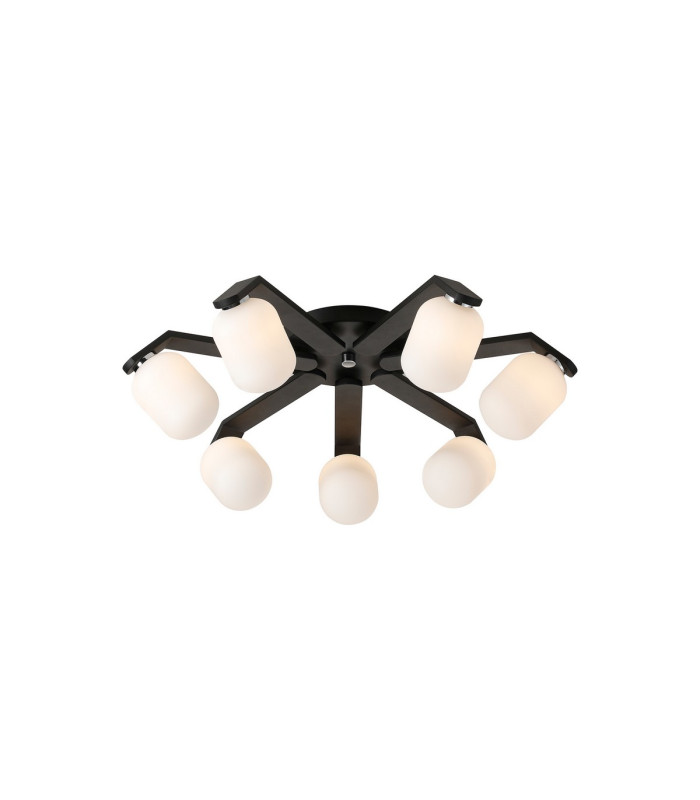 Cortland 64cm Flush Ceiling 7 Light G9 IP44 Black/Polished Chrome/Opal Smooth Tubular Glass-1