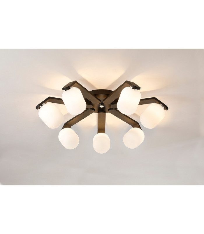 Cortland 64cm Flush Ceiling 7 Light G9 IP44 Black/Polished Chrome/Opal Smooth Tubular Glass-3
