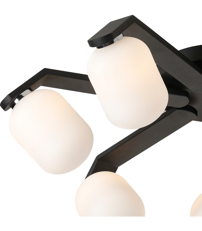 Cortland 64cm Flush Ceiling 7 Light G9 IP44 Black/Polished Chrome/Opal Smooth Tubular Glass-5